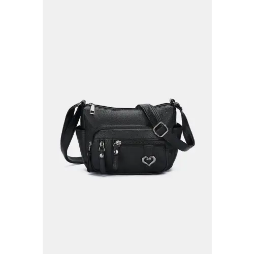 Stylish Black Leather Adjustable Strap Shoulder Bag for Every Occasion