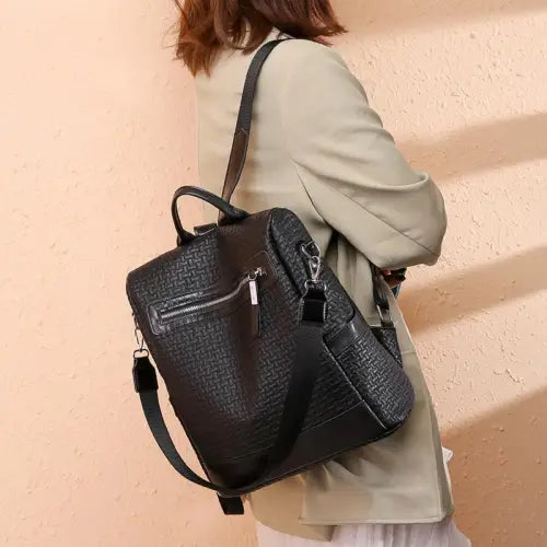 Stylish Black Leather Backpack Bag for Urban Adventurers