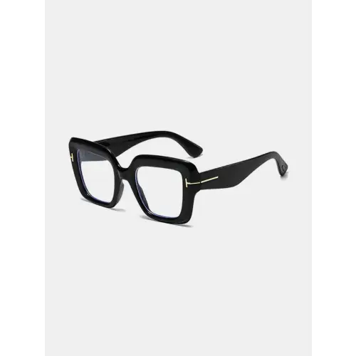 Stylish Black Square Sunglasses with Blue Lenses and Polycarbonate Frame
