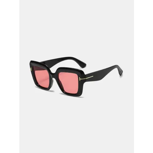 Stylish Black Square Sunglasses with Blue Lenses and Polycarbonate Frame