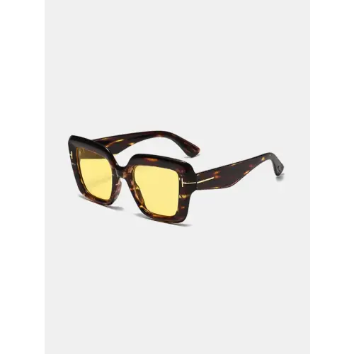 Stylish Black Square Sunglasses with Blue Lenses and Polycarbonate Frame
