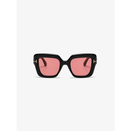Stylish Black Square Sunglasses with Blue Lenses and Polycarbonate Frame