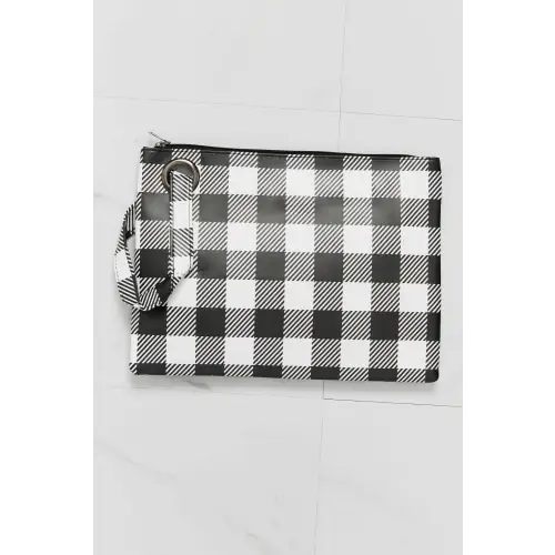 Stylish Black and  White Printed Wristlet Clutch - Everyday Chic