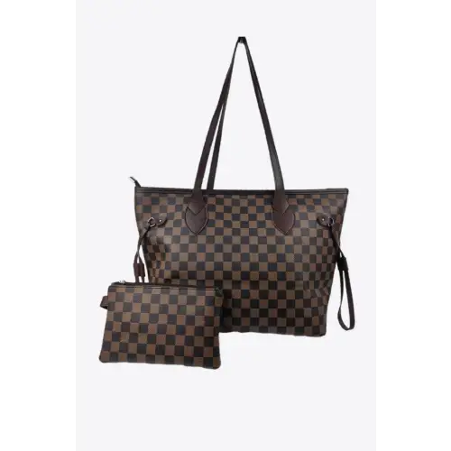 Stylish Checkered PVC Two-Piece Bag Set for Trendy Shoppers