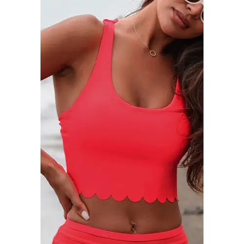 Stylish Crisscross Scoop Neck Swim Top for Summer Adventures