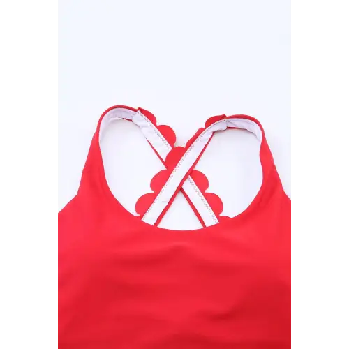 Stylish Crisscross Scoop Neck Swim Top for Summer Adventures