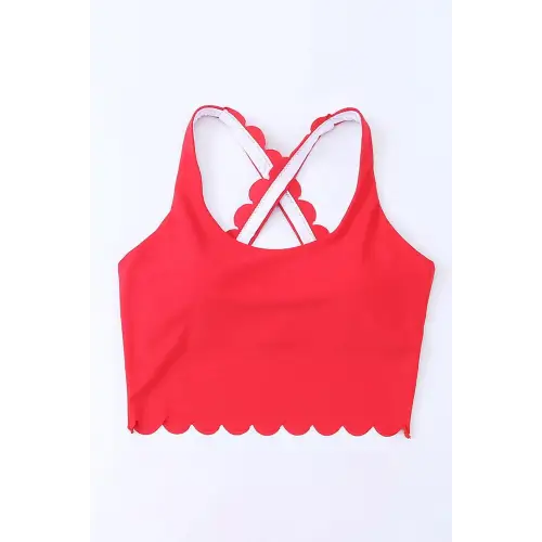 Stylish Crisscross Scoop Neck Swim Top for Summer Adventures