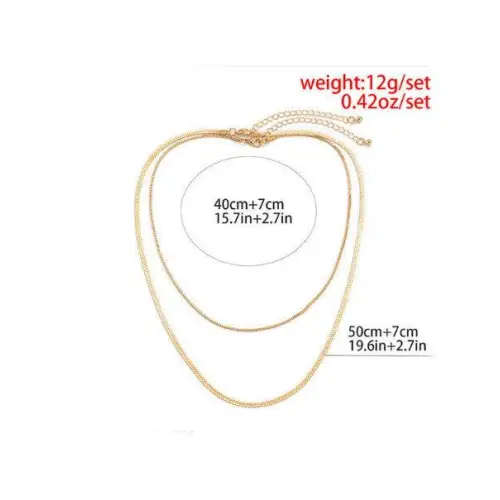 Stylish Double-Layer Flat Snake Chain Necklace in Gold Tone