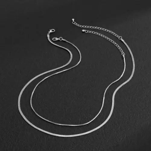 Stylish Double-Layer Flat Snake Chain Necklace in Gold Tone