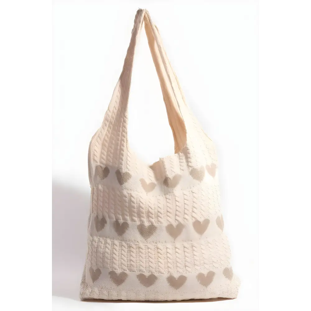 Stylish Fame Contrast Heart Crochet Tote for Everyday Charm