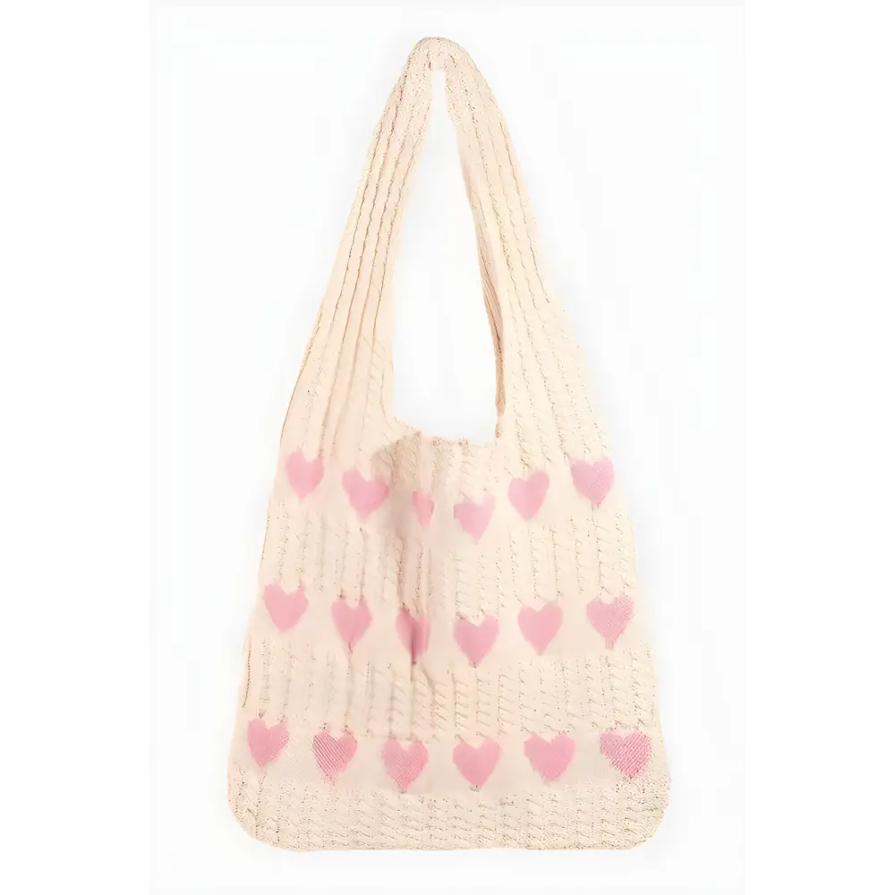 Stylish Fame Contrast Heart Crochet Tote for Everyday Charm