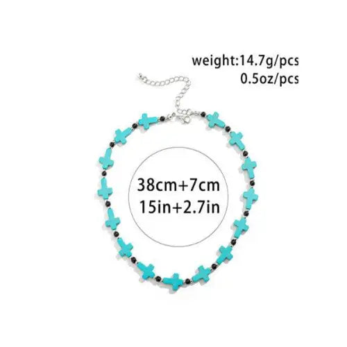 Turquoise Cross Hip Hop Versatile Necklace