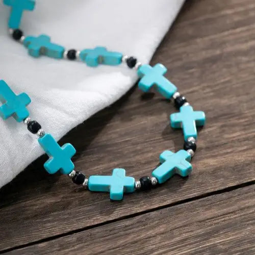 Turquoise Cross Hip Hop Versatile Necklace