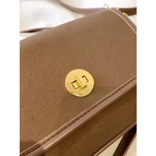 Stylish Leather Suede Twist-Lock Shoulder Bag for Everyday Elegance