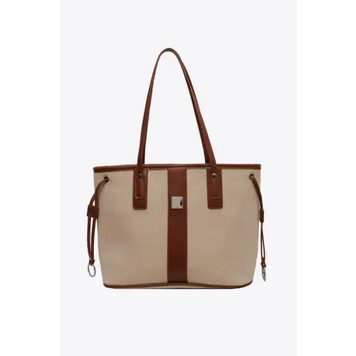 Stylish Leather Tote Bag with Chic Brown Accents