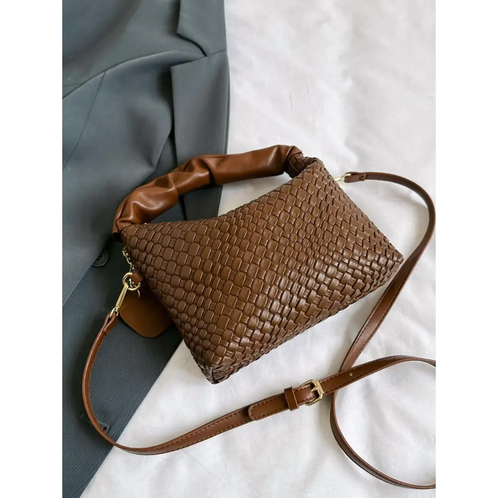 Stylish Leather Woven Crossbody Bags with Twisted Handles