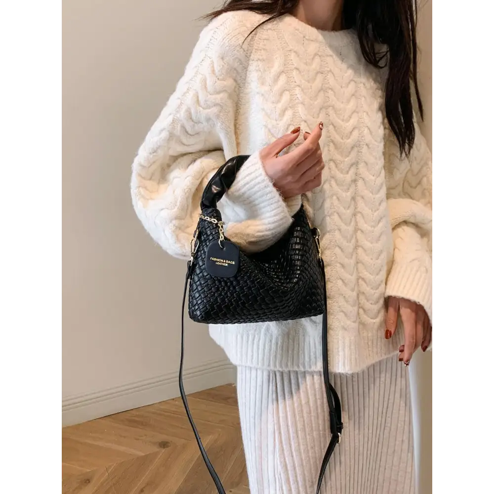 Stylish Leather Woven Crossbody Bags with Twisted Handles