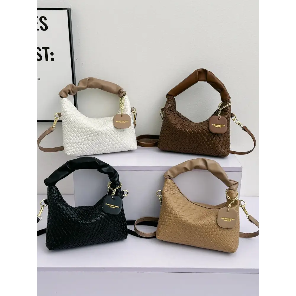 Stylish Leather Woven Crossbody Bags with Twisted Handles