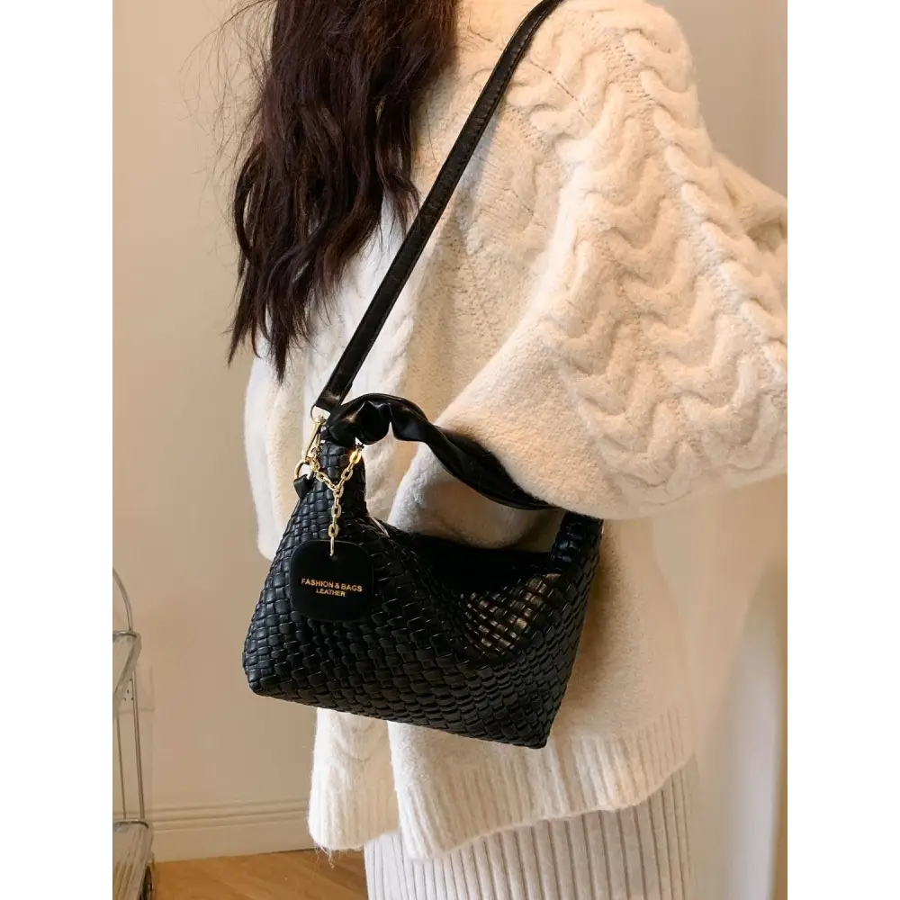 Stylish Leather Woven Crossbody Bags with Twisted Handles