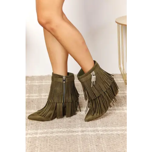 Legend Women's Tassel Wedge Heel Ankle Booties - CM Fashion