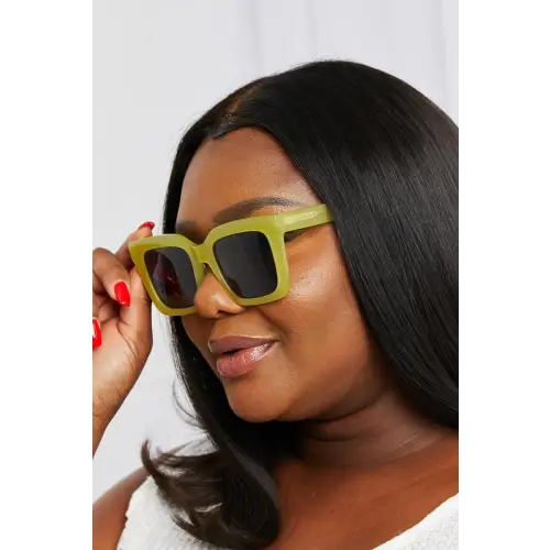 Stylish Lime Green Square TAC Polarization Lens Sunglasses
