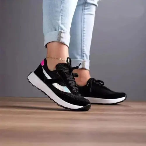 Stylish Mesh Contrast Round Toe Sneakers for Active Lifestyles