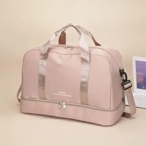 Stylish Pink Oversize Travel Bag with Detachable Strap Nylon