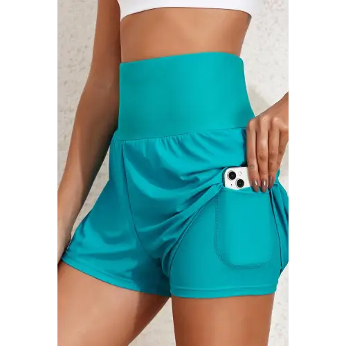 Pocketed High Waist Swim Shorts - CM