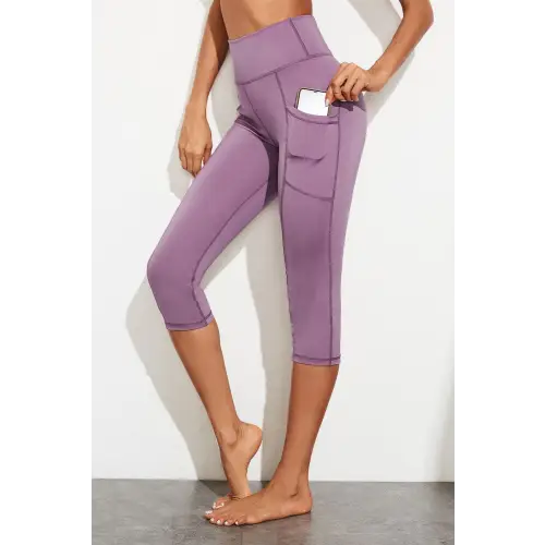 Waistband Active Leggings with Pockets - CM Fashion