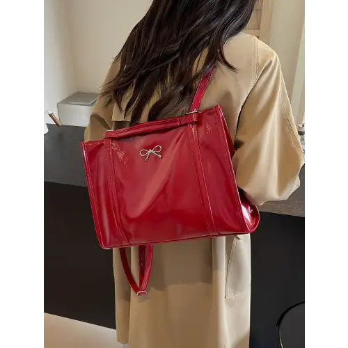 Stylish Red Patent Leather Bow Shoulder Bag for Trendsetters