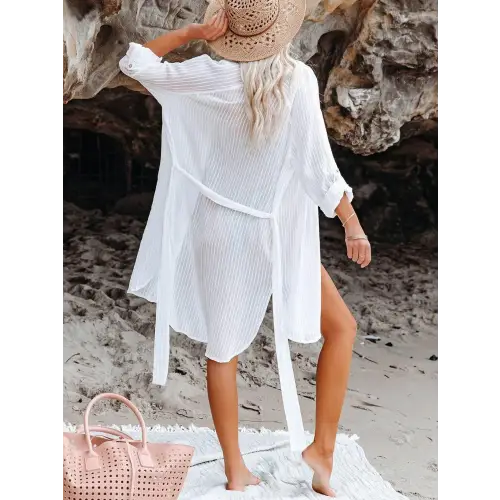 Stylish Roll-Tab Sleeve Cover-Up for Beach Confidence