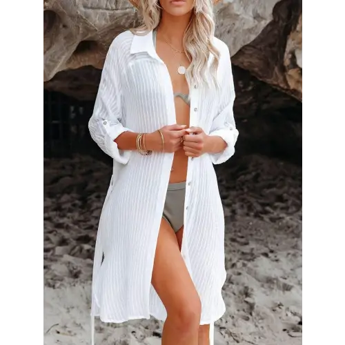 Stylish Roll-Tab Sleeve Cover-Up for Beach Confidence