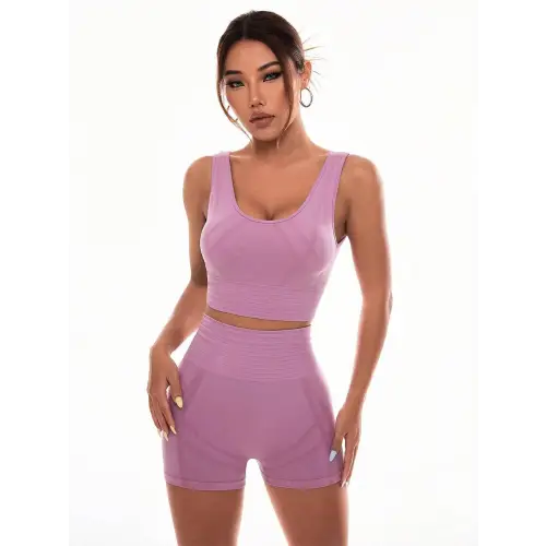 Scoop Neck Wide Strap Top and Shorts Active Set - Moonlit Mauve / S - CynthiaMonica CM