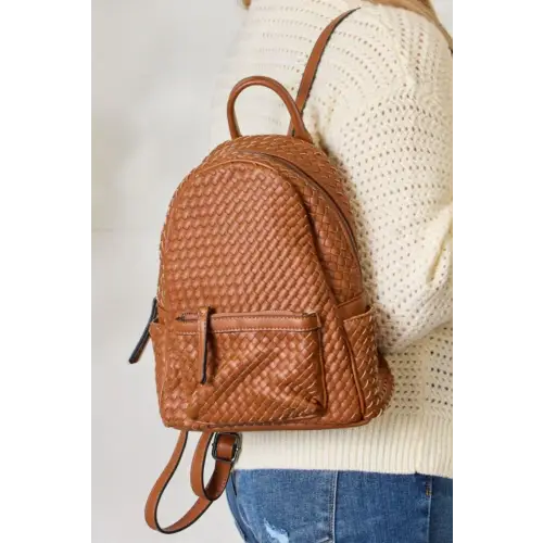 SHOMICO PU Leather Woven Backpack - CM Fashion