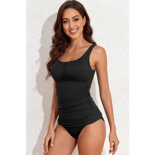 Stylish Square Neck Wide Strap Tankini Set for Summer Fun