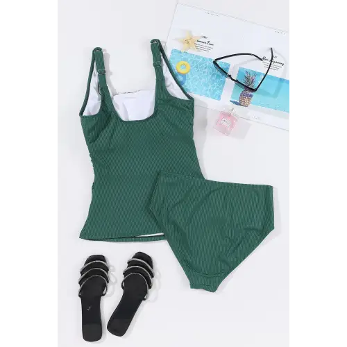 Stylish Square Neck Wide Strap Tankini Set for Summer Fun