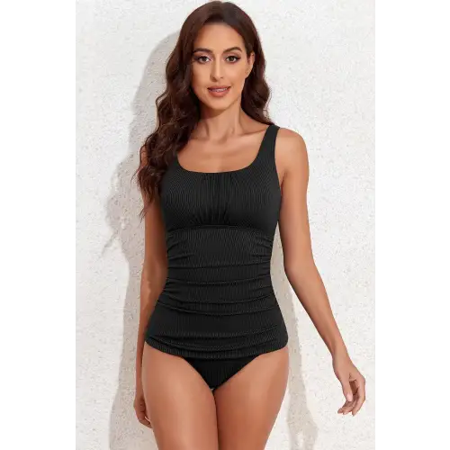 Stylish Square Neck Wide Strap Tankini Set for Summer Fun