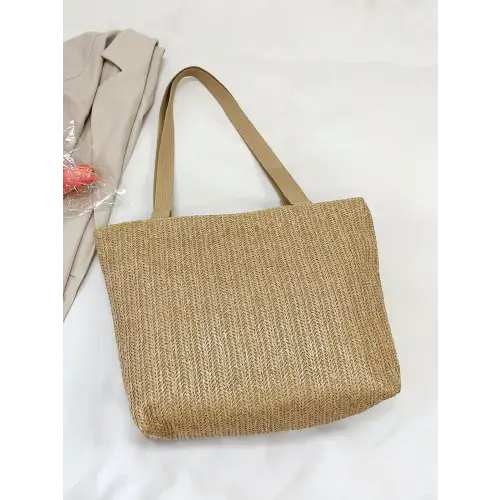 Stylish Straw Woven Tote Bag with Cream Straps for Summer Adventures