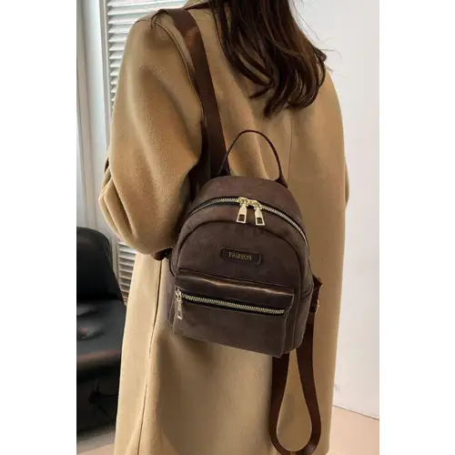 Stylish Suede Adjustable Strap Backpack