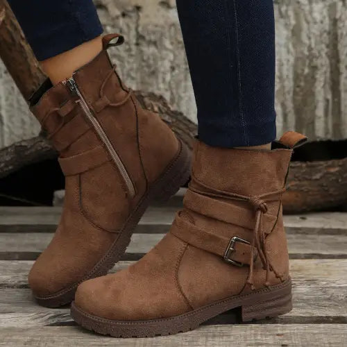 Stylish Suede Zip Round Toe Boots for Every Occasion