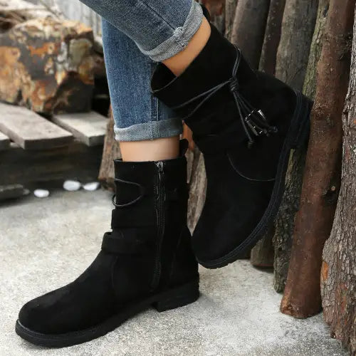 Stylish Suede Zip Round Toe Boots for Every Occasion