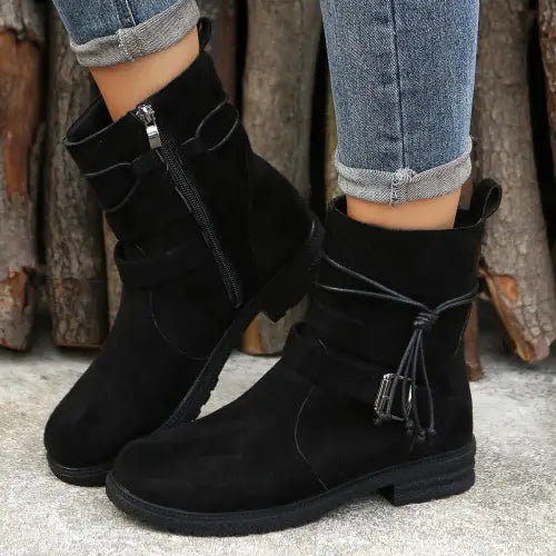 Stylish Suede Zip Round Toe Boots for Every Occasion