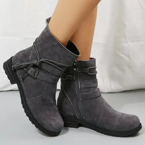 Stylish Suede Zip Round Toe Boots for Every Occasion