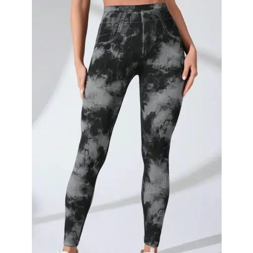 Tie-Dye High Waist Active Leggings - Black / S - CynthiaMonica CM