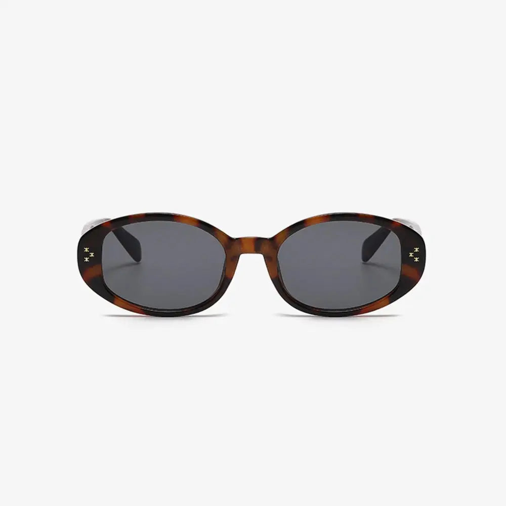 Stylish Tortoiseshell Oval Sunglasses with Polycarbonate Frame