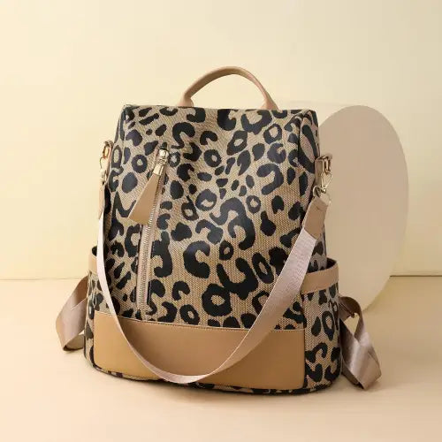 Stylish Yeppi Leopard PU Leather Backpack