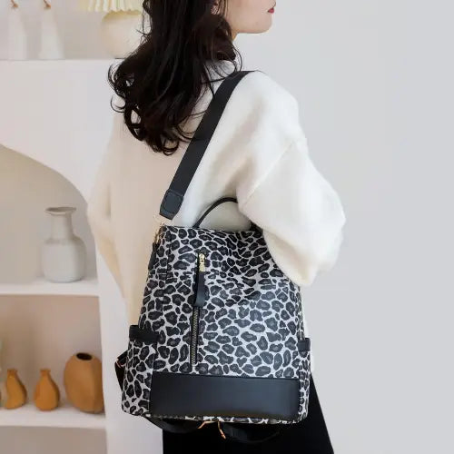 Stylish Yeppi Leopard PU Leather Backpack