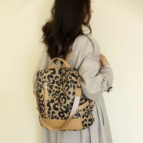 Stylish Yeppi Leopard PU Leather Backpack
