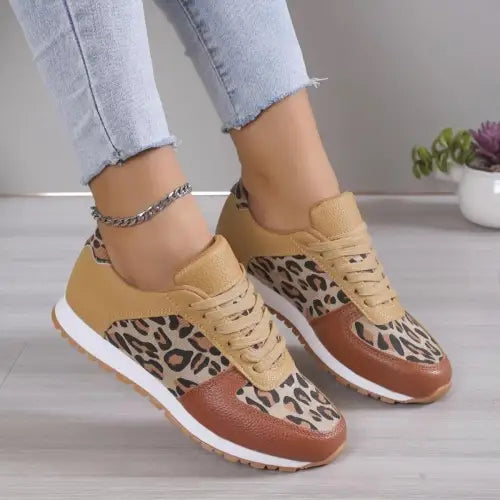 Stylish Yoma Tied Printed PU Leather Athletic Sneakers