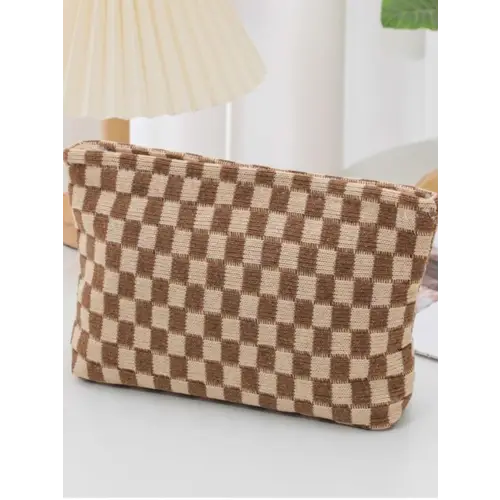 Stylish Zenana Checkered Makeup Clutch for Fashion-Forward Looks